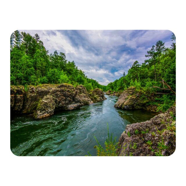 Benjamin Tate Design River in mountain forest landscape Designer Blanket in Natural - Size: 120 cm x 150 cm - image 1