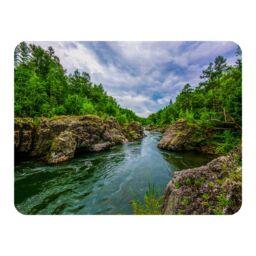Benjamin Tate Design River in mountain forest landscape Designer Blanket in Natural - Size: 120 cm x 150 cm - thumbnail 1