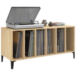 Berkfield Home Record Cabinet Sonoma Oak 100x38x48 cm Engineered Wood in Brown - Size: 100 x 38 x 48 cm - thumbnail 4
