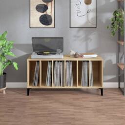 Berkfield Home Record Cabinet Sonoma Oak 100x38x48 cm Engineered Wood in Brown - Size: 100 x 38 x 48 cm - thumbnail 3