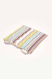 Homescapes Osaka Green Stripe Seat Pad with Button Straps 100% Cotton, 40 x 40cm - Size: 40 x 40 cm - thumbnail 2