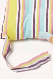 Homescapes Osaka Green Stripe Seat Pad with Button Straps 100% Cotton, 40 x 40cm - Size: 40 x 40 cm - thumbnail 4