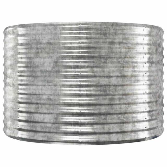 Berkfield Home Garden Raised Bed Powder-coated Steel 100x100x68 cm Silver - Size: 100 x 100 x 68 cm - image 1