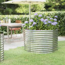 Berkfield Home Garden Raised Bed Powder-coated Steel 100x100x68 cm Silver - Size: 100 x 100 x 68 cm - thumbnail 2