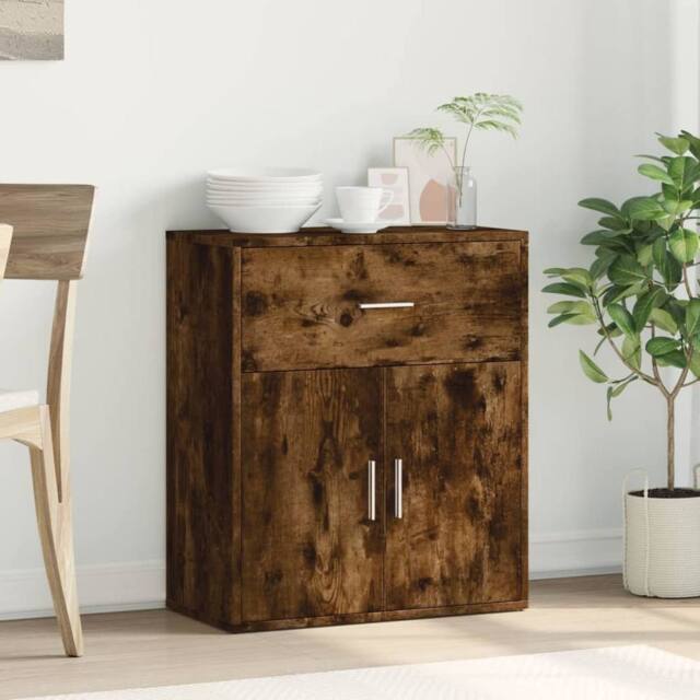 Berkfield Home Sideboard Smoked Oak 60x31x70 cm Engineered Wood in Brown - Size: 60 x 31 x 70 cm - image 1
