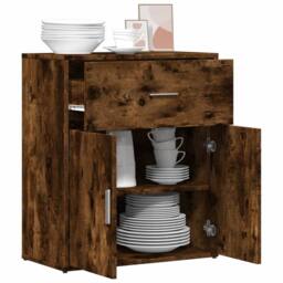 Berkfield Home Sideboard Smoked Oak 60x31x70 cm Engineered Wood in Brown - Size: 60 x 31 x 70 cm - thumbnail 4