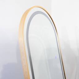 Downton Interiors Stunning Gold Arched Metal Frame LED Wall or Floor Standing Dressing Mirror 145cm x 45cm - Soho Collection - Size: XL - thumbnail 4