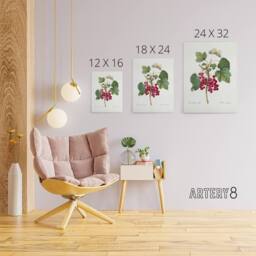 "Artery8 Redcurrant Berries & Butterfly Redoute Vintage Canvas Wall Art in White - Size: W24"" x H32""" - thumbnail 4
