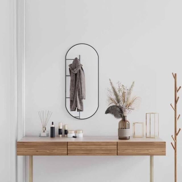 Berkfield Home Wall Mirror Black 80x35 cm Oval - image 1