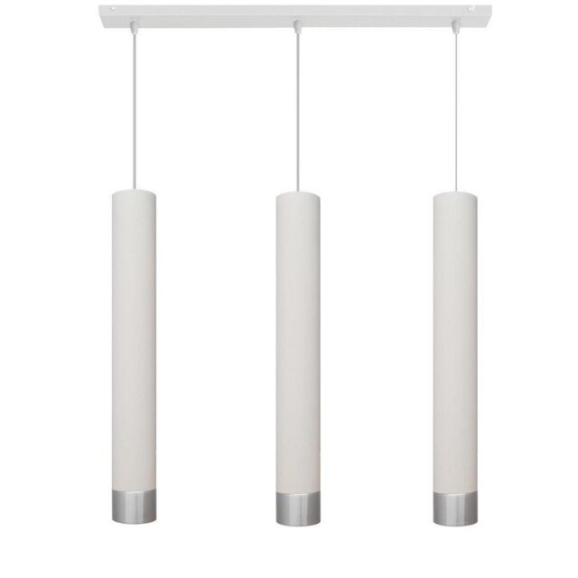 Netlighting Tuba Straight Bar Pendant Ceiling Light White Chrome 60cm