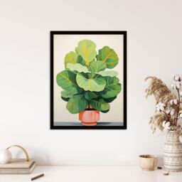 Wee Blue Coo Wall Art Print Full Bodied Fiddle Leaf Fig Watercolour Painting Pastel Colour Green Pink Large Potted Plant Art Framed - Size: A4 - thumbnail 4