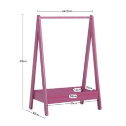 Kelvenix Pink Portable Coloured Pine Clothes Rail Rack - thumbnail 2