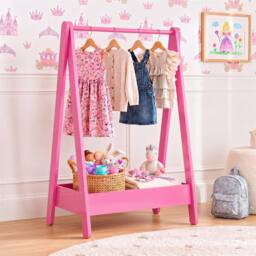 Kelvenix Pink Portable Coloured Pine Clothes Rail Rack - thumbnail 5