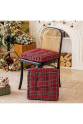 Living and Home Classic Checkered Decorative Chair Cushion in Red - Size: 40 cm x 40 cm - thumbnail 6