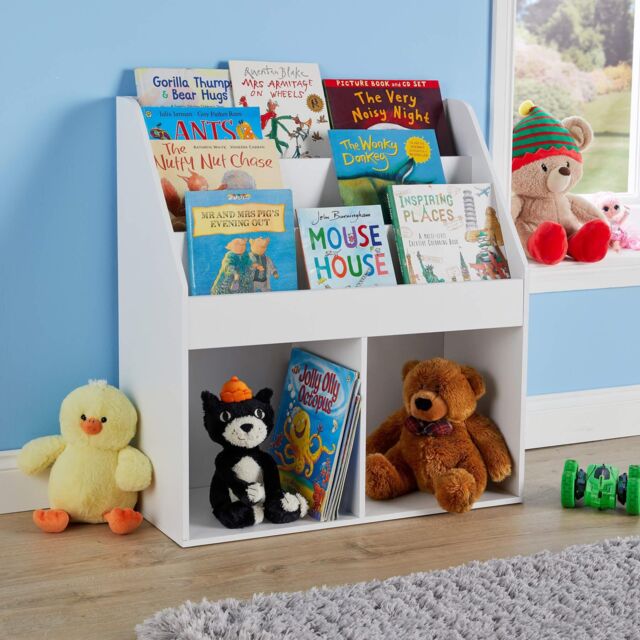 Home Source Kids Childrens Bookshelf Storage Bookcase Organiser Wooden Shelving in White - image 1