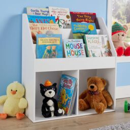 Home Source Kids Childrens Bookshelf Storage Bookcase Organiser Wooden Shelving in White - thumbnail 3
