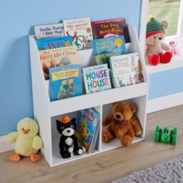 Home Source Kids Childrens Bookshelf Storage Bookcase Organiser Wooden Shelving in White - thumbnail 2