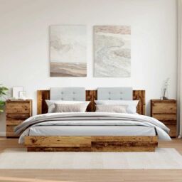 Berkfield Home Bedside Cabinets 2 pcs Old Wood 40x35x62.5 cm Engineered Wood in Brown - thumbnail 3