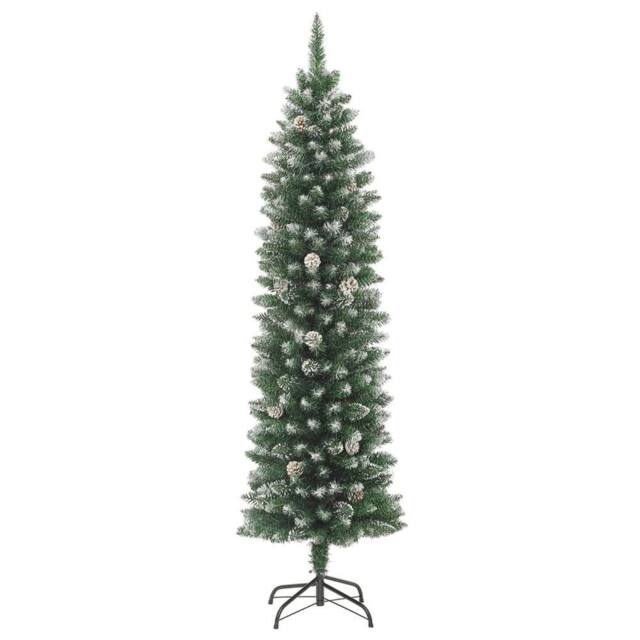 Berkfield Home Artificial Slim Christmas Tree with Stand 210 cm PVC in Green - image 1