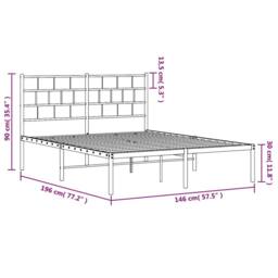 Berkfield Home Metal Bed Frame with Headboard Black 140x190 cm - thumbnail 9