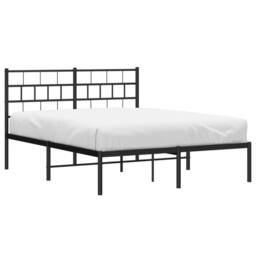 Berkfield Home Metal Bed Frame with Headboard Black 140x190 cm - thumbnail 1