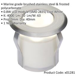 Loops 2 PACK Recessed Decking IP67 Guide Light - 0.8W Cool White LED - Stainless Steel in Metallics - thumbnail 2