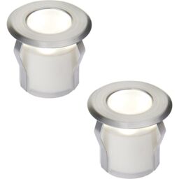 Loops 2 PACK Recessed Decking IP67 Guide Light - 0.8W Cool White LED - Stainless Steel in Metallics