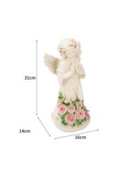 Living and Home Solar Powered Light Angel Fairy Garden Ornament Resin Statue Figurine Lawn Decor in Beige - thumbnail 6