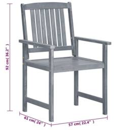 Berkfield Home Garden Chairs 8 pcs Solid Acacia Wood Grey - thumbnail 8