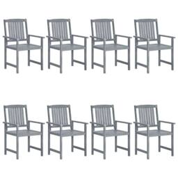 Berkfield Home Garden Chairs 8 pcs Solid Acacia Wood Grey - thumbnail 2