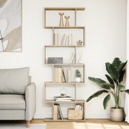 Berkfield Home Room Divider Bookcase 6-Tier Sonoma Oak 70x24x193 cm Engineered Wood in Brown - Size: 70 x 24 x 193 cm - thumbnail 3