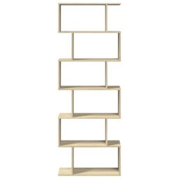Berkfield Home Room Divider Bookcase 6-Tier Sonoma Oak 70x24x193 cm Engineered Wood in Brown - Size: 70 x 24 x 193 cm - thumbnail 5