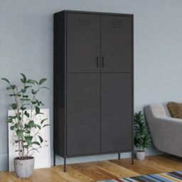 Berkfield Home Wardrobe Anthracite 90x50x180 cm Steel in Black - Size: 90 x 50 x 180 cm - thumbnail 1