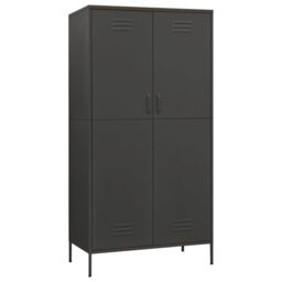 Berkfield Home Wardrobe Anthracite 90x50x180 cm Steel in Black - Size: 90 x 50 x 180 cm - thumbnail 2
