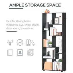 HOMCOM 7-Tier Bookshelf w/ Melamine Surface Foot Pads Anti-Tipping for Home in Black - thumbnail 4