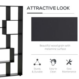HOMCOM 7-Tier Bookshelf w/ Melamine Surface Foot Pads Anti-Tipping for Home in Black - thumbnail 5