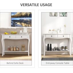 HOMCOM Console Table Dressing Desk Stunning Kitchen Hall 2 Drawers in White - thumbnail 6