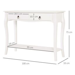 HOMCOM Console Table Dressing Desk Stunning Kitchen Hall 2 Drawers in White - thumbnail 3