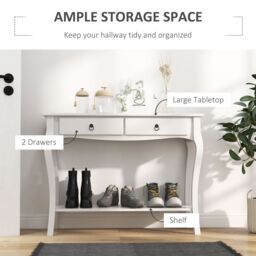 HOMCOM Console Table Dressing Desk Stunning Kitchen Hall 2 Drawers in White - thumbnail 4