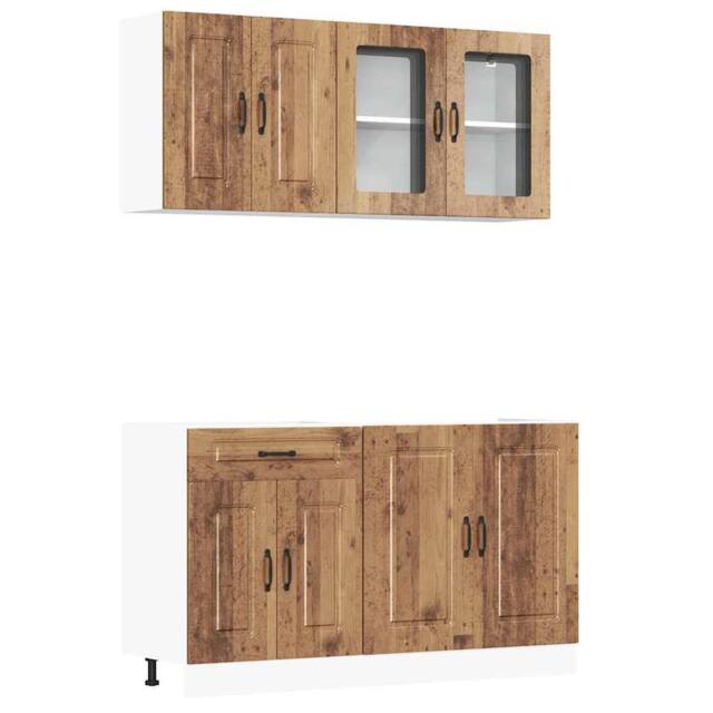 Berkfield Home 4 Piece Kitchen Cabinet Set Kalmar Old Wood Engineered Wood in Brown - image 1