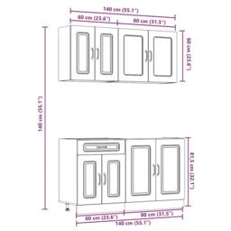 Berkfield Home 4 Piece Kitchen Cabinet Set Kalmar Old Wood Engineered Wood in Brown - thumbnail 9