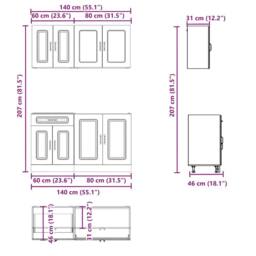 Berkfield Home 4 Piece Kitchen Cabinet Set Kalmar Old Wood Engineered Wood in Brown - thumbnail 7