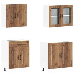 Berkfield Home 4 Piece Kitchen Cabinet Set Kalmar Old Wood Engineered Wood in Brown - thumbnail 4