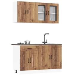 Berkfield Home 4 Piece Kitchen Cabinet Set Kalmar Old Wood Engineered Wood in Brown - thumbnail 2