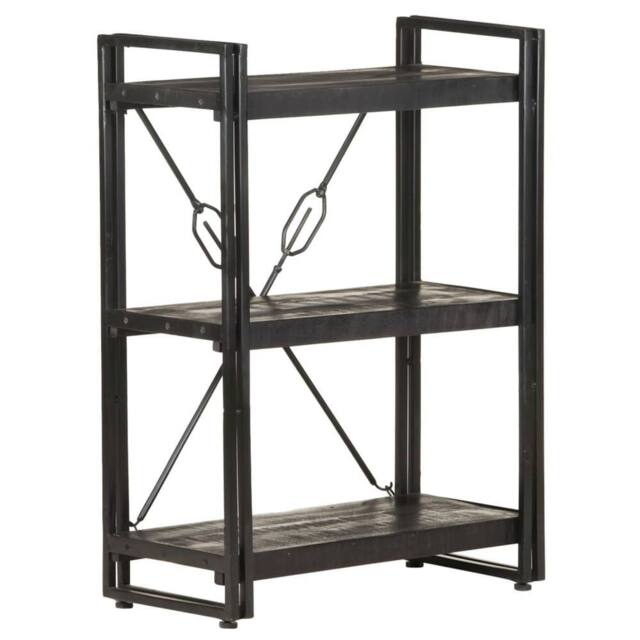 Berkfield Home 3-Tier Bookcase Black 60x30x80 cm Solid Mango Wood - Size: 60 x 30 x 80 cm - image 1