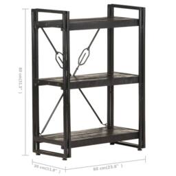 Berkfield Home 3-Tier Bookcase Black 60x30x80 cm Solid Mango Wood - Size: 60 x 30 x 80 cm - thumbnail 5