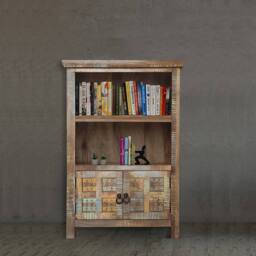 Jaipur Furniture Ltd Aravali 2 Door Small Bookcase - Mango Wood - L35 x W85 x H123 cm in Brown - thumbnail 1