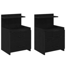 Berkfield Home Bedside Cabinets 2 pcs with 2 Drawers Black 40x36.5x62 cm - thumbnail 1