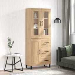 Berkfield Home Highboard Sonoma Oak 69.5x34x180 cm Engineered Wood in Light Tan