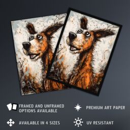 "Artery8 Wall Art Print The Master Calls Artwork Fun Dog Painting By Tom Jones Art Framed - Size: W12"" x H16""" - thumbnail 2